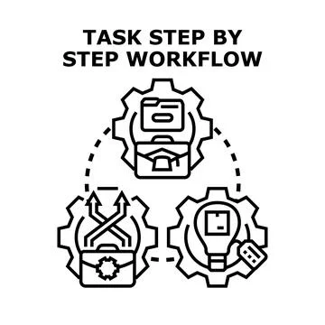 Task step by step workflow concept process Illustration