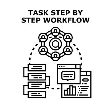 Task step by step workflow concept applying business process Stock Illustration