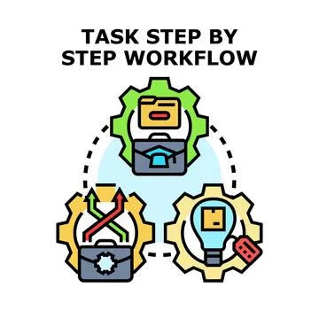 Task step by step workflow concept process Stockillustratie