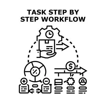 Task step by step workflow process concept Stock Illustration