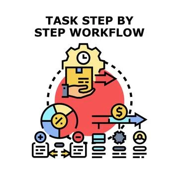 Task step by step workflow process concept Stock Illustration
