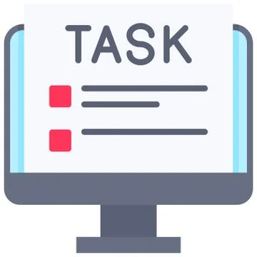 Task, Telecommuting or remote work icon, vector illustration Stock Illustration