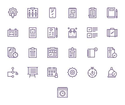 Task Ultimate Vector Package with 25 256x256 Regular Line Pixel Aligned Icons Illustrazione stock