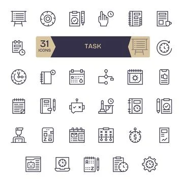 Task Vector Icon Repository containing 35 Regular Line 256x256 PIXEL Perfec.. Illustrazione stock