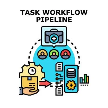 Task workflow pipeline process management concept 스톡 일러스트
