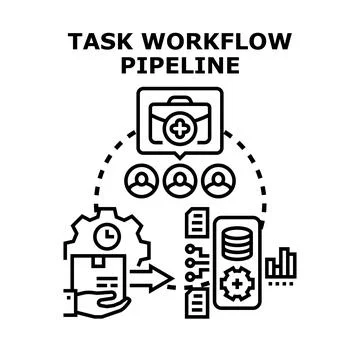 Task workflow pipeline process management concept Stock Illustration