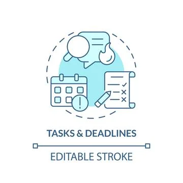 Tasks and deadlines turquoise concept icon Stock Illustration