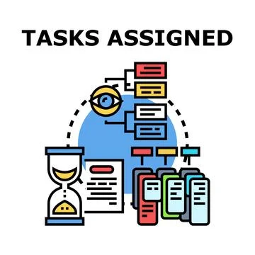 Tasks assigned planning, time management and workflow concept Stock Illustration