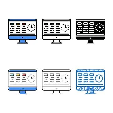 Tasks on computer looks screen color icon vector Illustrazione stock