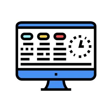 Tasks on computer screen color icon vector illustration Stock Illustration