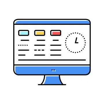 Tasks on computer screen color icon vector illustration Illustrazione stock