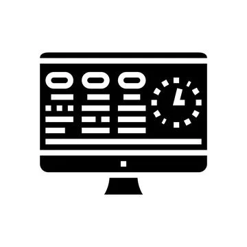 Tasks on computer screen glyph icon vector illustration 스톡 일러스트