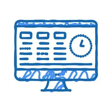 Tasks on computer screen icon doodle illustration 스톡 일러스트