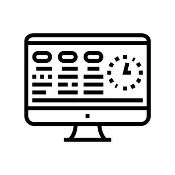 Tasks on computer screen line icon vector illustration Stock Illustration