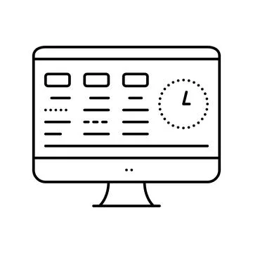 Tasks on computer screen line icon vector illustration Illustrazione stock