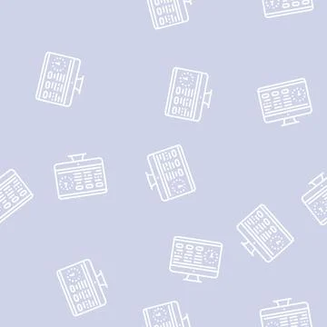 Tasks on computer screen line seamless pattern 스톡 일러스트