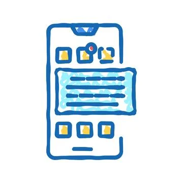 Tasks on phone display icon doodle illustration Stock Illustration