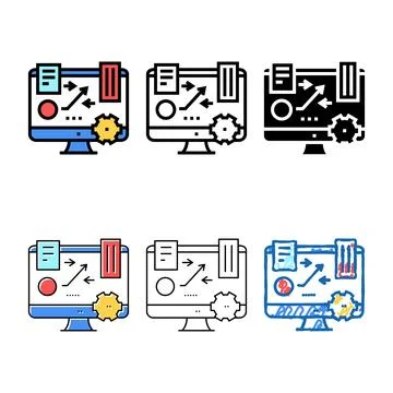 Tasks planning color icon variations vector sign Stock Illustration