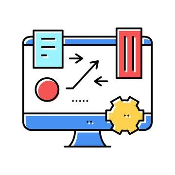 Tasks planning color icon vector illustration sign 스톡 일러스트