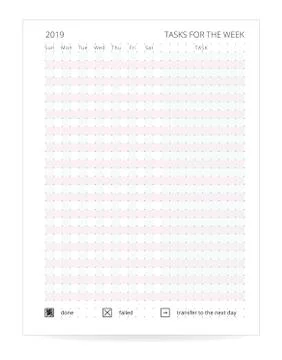 TASKS FOR THE WEEK. week organizer. Bullet journal, your mood. Habit tracker Stock Illustration