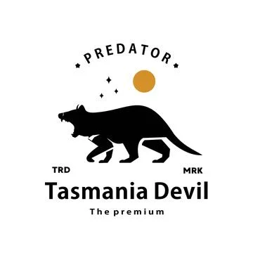 Tasmania devil logo vector outline silhouette art icon Stock Illustration