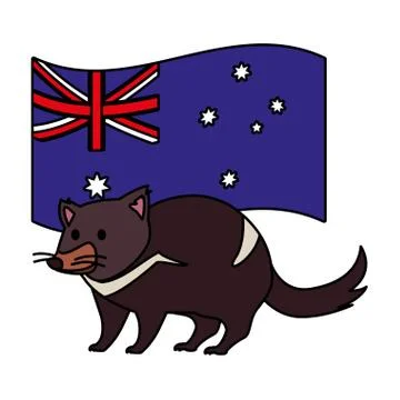 Tasmanian devil with australian flag in the background Stockillustratie