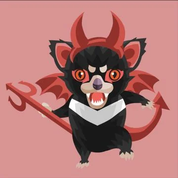 Tasmanian Devil In Devil Costume Illustrazione stock