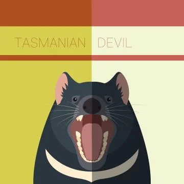 Tasmanian Devil Flat Postcard Stock Illustration