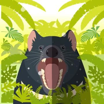 Tasmanian devil on the Jungle Background Stock Illustration