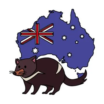 Tasmanian devil with map of australia in the background Illustrazione stock