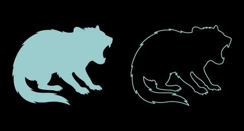 Tasmanian devil roaring icon set with roaring animal wildlife icon wild anima Stock Illustration