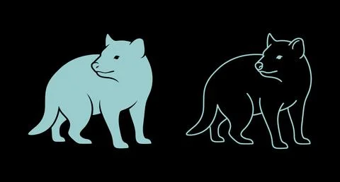 Tasmanian devil standing looking back icon set with standing animal Stock Illustration
