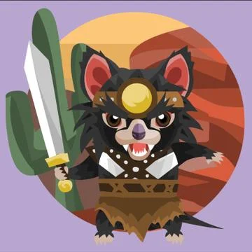 Tasmanian Devil Warrior Stock Illustration