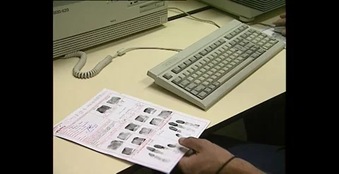Tasmanian Police Fingerprint Database Computer, Australia (1990s) Stock Footage 317736133