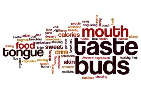 Taste buds word cloud Illustrazione stock