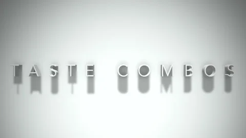 Taste combos 3D title animation with shadows on a white background Stock Footage 297906309