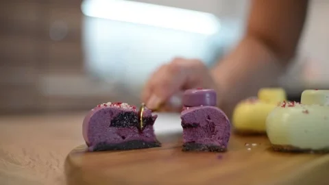 Taste a Dessert Cake with a Spoon Stock Footage 138985876