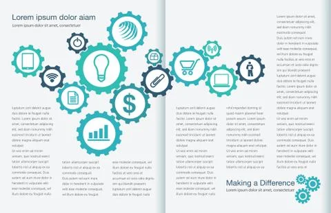 Tasteful Two Page Spread Layout Template Stock Illustration