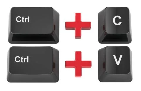 Tasten der Computertastatur Ctrl C und Ctrl V. Tastaturkürzel, 3D-Renderin.. Stock Photos
