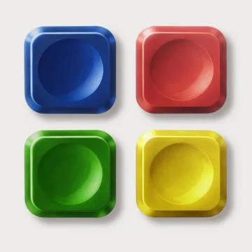 Tastenknoepfe Quadratische Knopftasten in verschiedenen Farben als Bediene... Stock Photos