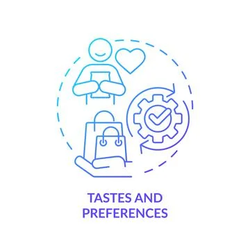 Tastes and preferences blue gradient concept icon Stock Illustration