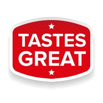 Tastes Great sticker vector Stock Illustration