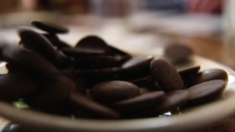 Tasting chocolate beautiful slow motion closeup Stock Footage 229718461