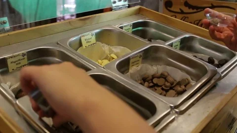 Tasting chocolate nibs Stock Footage 71231300