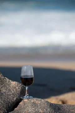 Tasting of different fortified dessert ruby, tawny port wines in glasses on s Stock Photos