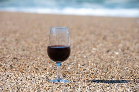 Tasting of different fortified dessert ruby, tawny port wines in glasses on s 写真素材
