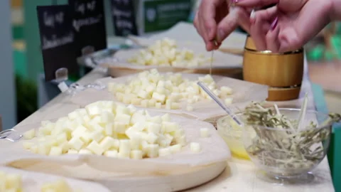 Tasting of different types of cheese. Stock Footage 153308711