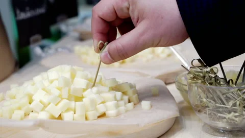 Tasting of different types of cheese. Stock Footage 153309075