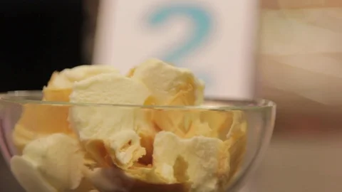 Tasting ice cream in the store Stock Footage 74504125