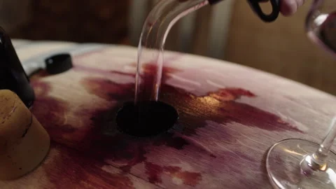 Tasting process of creating rich and delicious red wine from the barrel Stock Footage 321359717